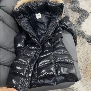 SAM. Black Puffer Jacket with Fur Trim
